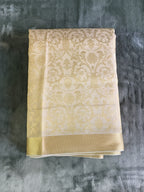 Exquisite Pure Bengaluru Silk Crepe Saree with Golden Zari Border | Embossed Floral