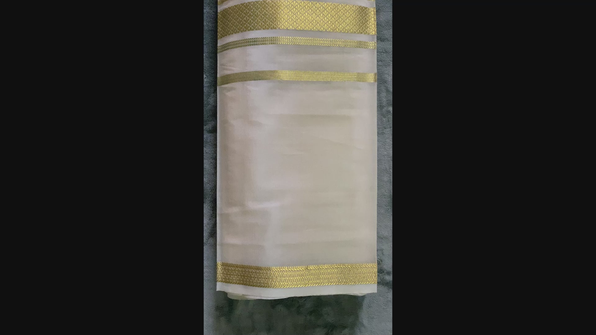 Exquisite Pure Bengaluru Silk Crepe Saree with Golden Zari Bentex Border | Half n Half