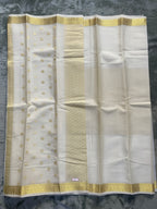 Exquisite Pure Bengaluru Silk Crepe Saree with Golden Zari Border | Zari Dots | Rich Pallu